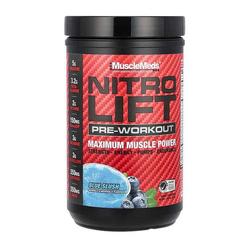 MuscleMeds Nitro Lift Pre workout blue slush