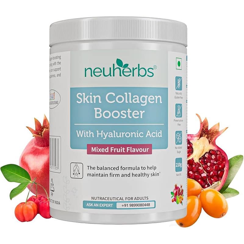 Neuherbs Skin Collagen Booster with Hyaluronic Acid for Skin Glow Mixed Fruit Flavour 30 Servings